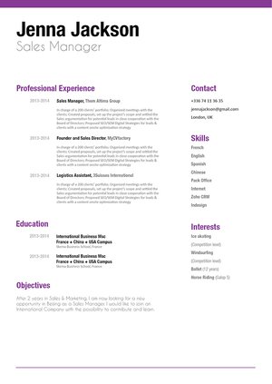 Resume without picture · myCVfactory